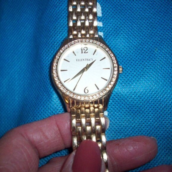 Ellen Tracey Goldtone linked Rhinestone Watch - Picture 2 of 5
